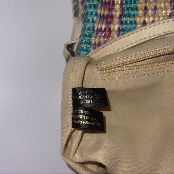 Etienne Aigner Bag Mini‎ Purse Multicolour Striped Woven Straw Off-White Vintage - Picture 7 of 8